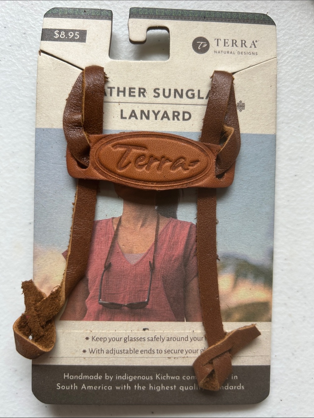 Terra Natural Designs Leather Sunglasses Lanyard NWT